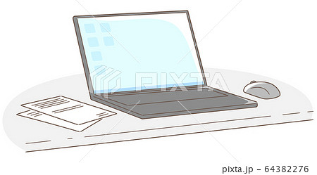 ノートパソコンと仕事の書類 64382276