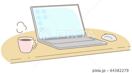 ノートパソコンとコーヒー 64382279