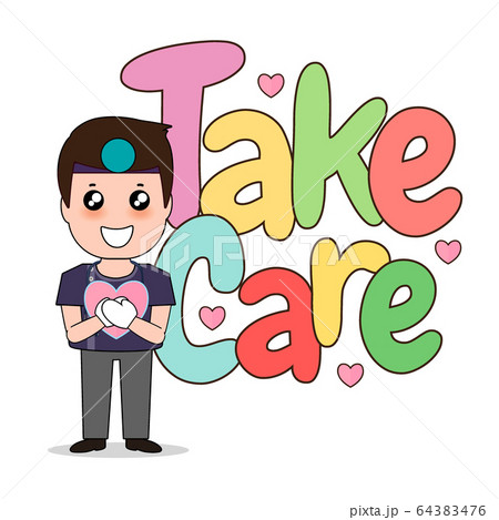 Dentist with word TAKE CARE, Cartoon character 64383476