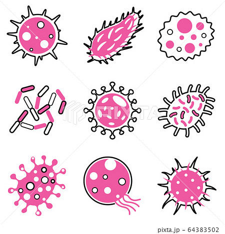 Bacteria virus vector line icons set illustration 64383502
