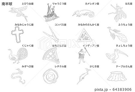 南半球の星座線なし白名称 南半球の星座線なし白名称 64383906