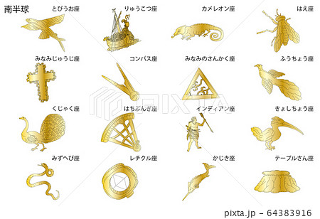 南半球の星座線なし金名称 64383916