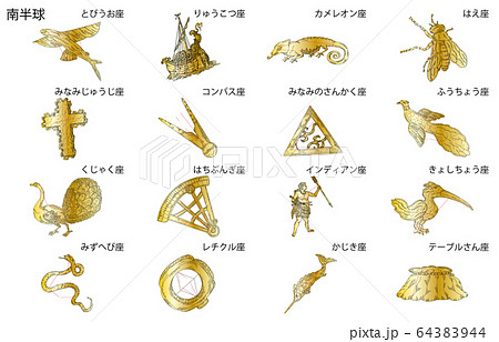 南半球の星座影あり金名称 南半球の星座影あり金名称 64383944