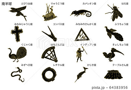 南半球の星座影あり線なし黒名称 64383956