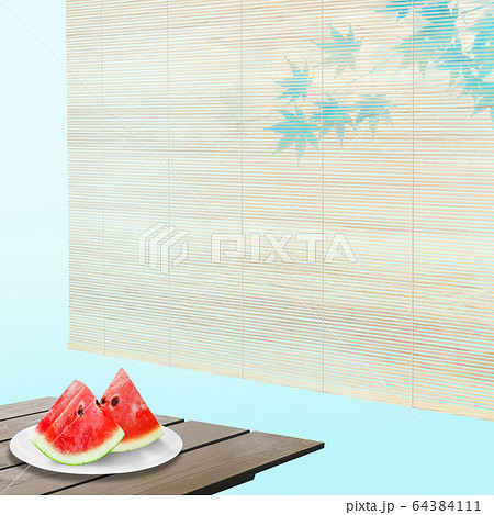 背景-日本の夏-イメージ-スイカ 背景-日本の夏-イメージ-スイカ 64384111