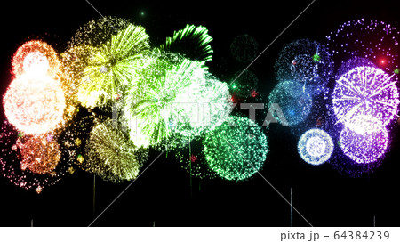 花火 打ち上げ花火 打上花火 祭 フェスティバル 3D イラスト CG 背景 バックグラウンド 64384239
