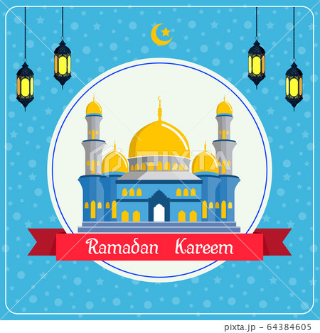 Ramadan Kareem sale with mosque and lantern background Ramadan Kareem sale with mosque and lantern background 64384605