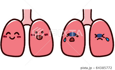 かわいい肺 臓器 表情セットのイラスト素材