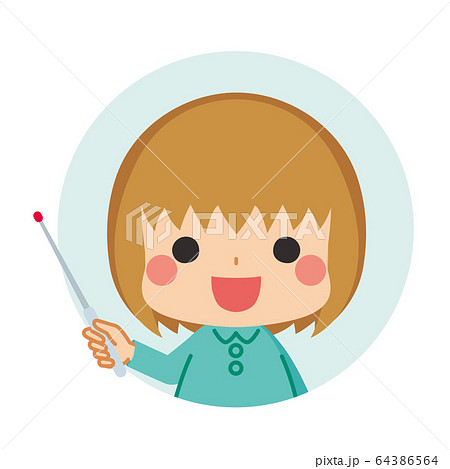 指差し棒を持った小さな女の子のアイコンのイラスト素材