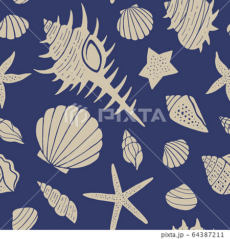 Seashell And Starfish Illustration Pattern Stock Illustration