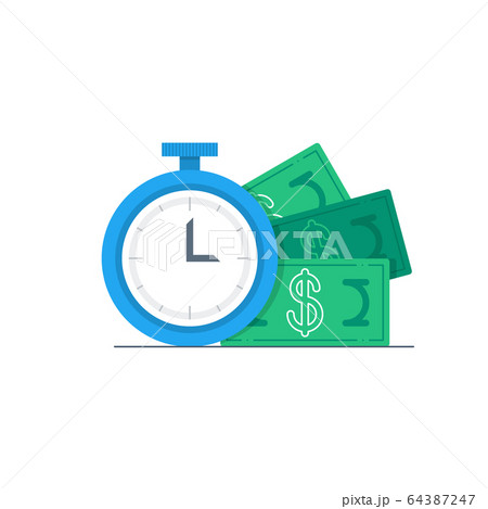 Payment day, clock and money bills 64387247