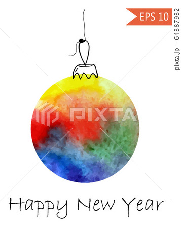 Watercolor christmas bauble Colorful on white background in vector New Year ball Watercolor christmas bauble Colorful on white background in vector New Year ball 64387932