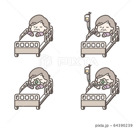 入院　おばあさん　セット 64390239