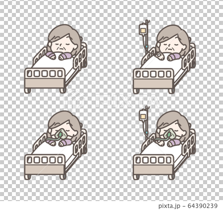 入院　おばあさん　セット 64390239