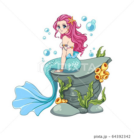 Download Cute Mermaid Anime Girl Violet Wallpaper | Wallpapers.com