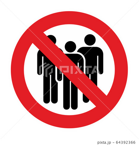 Warning and quarantine sign prohibition to crowding. Lockdown Pandemic stop Coronavirus outbreak covid-19 2019-nCoV. Travel with mouth cap mask Vector protect icon Lock down sign 64392366