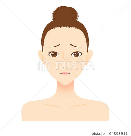 女性 肌トラブルに悩む そばかす 女性 肌トラブルに悩む そばかす 64393911