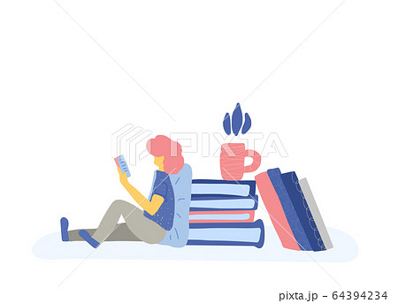Reading a book concept. Vector color design. 64394234