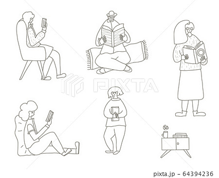 Reading a book concept. Vector color design. 64394236