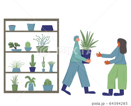House plant lover concept Hand drawn vector flower 64394265
