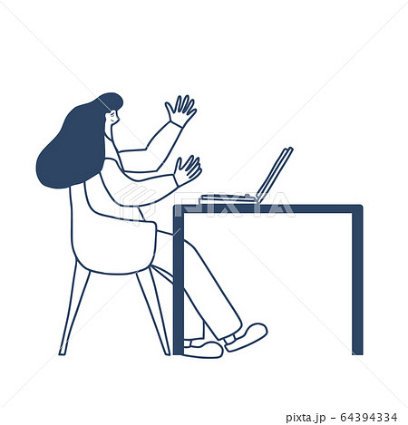 Podcast vector concept. Girl with audio stuff. 64394334