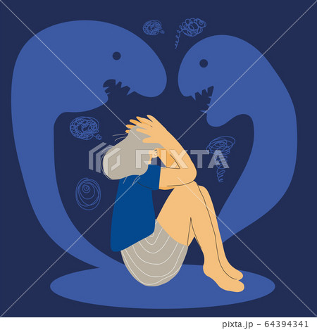 Mental disorder. Vector person with bad mood. Mental disorder. Vector person with bad mood. 64394341