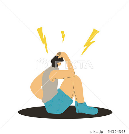 Mental disoder. Young people sitting on the floor. Mental disoder. Young people sitting on the floor. 64394343