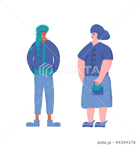 Girls. Female person isolated. Vector cute lady. Girls. Female person isolated. Vector cute lady. 64394378