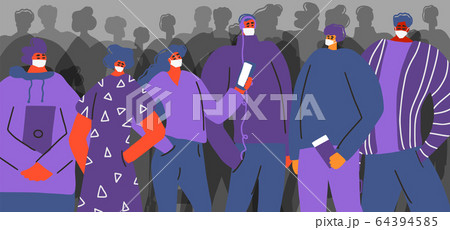 Coronavirus 2019 icon People in  medical face mask 64394585