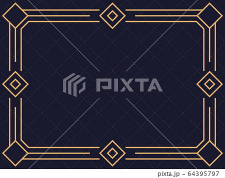 Art deco frame. Vintage linear border. Design 64395797
