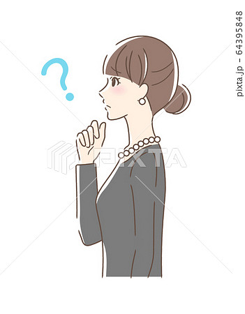 不安・疑問・悩みを感じる横顔の女性 64395848