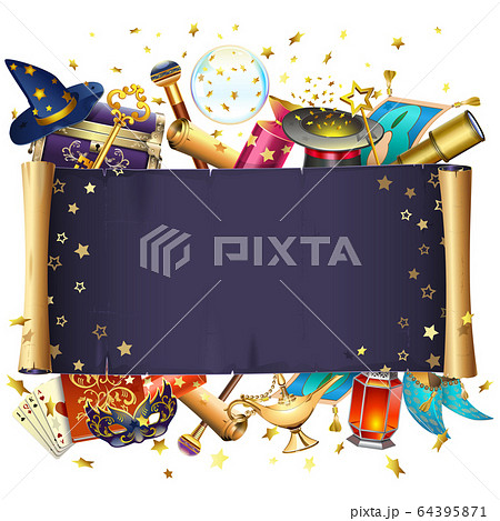 Vector Magic Scroll with Stars 64395871