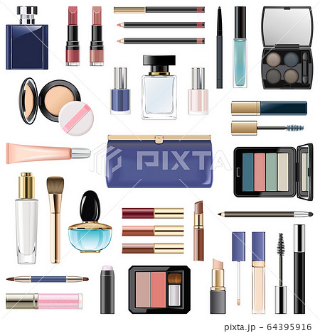 Vector Makeup Cosmetics with Blue Cosmetic Bag 64395916