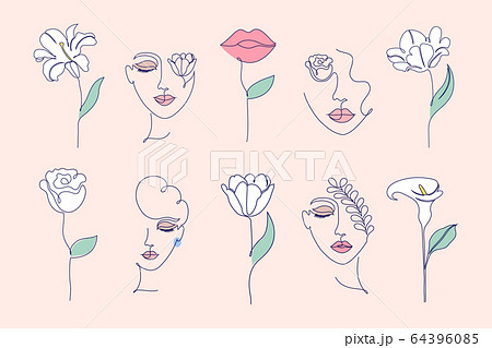 flowers and women faces 64396085