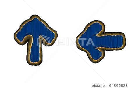 Set of symbols arrow up and arrow left made of industrial metal 3D 64396823