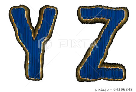 Set of alphabet letters Y and Z made of industrial metal blue color. Isolated white background. 3d Set of alphabet letters Y and Z made of industrial metal blue color. Isolated white background. 3d 64396848