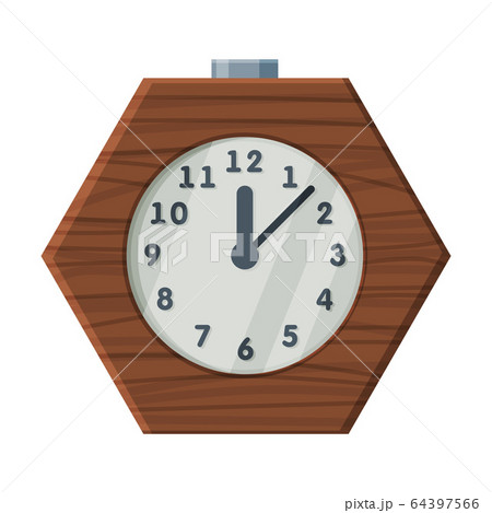 Wooden Table Clock, Retro Style Time Measuring Instrument Vector Illustration 64397566