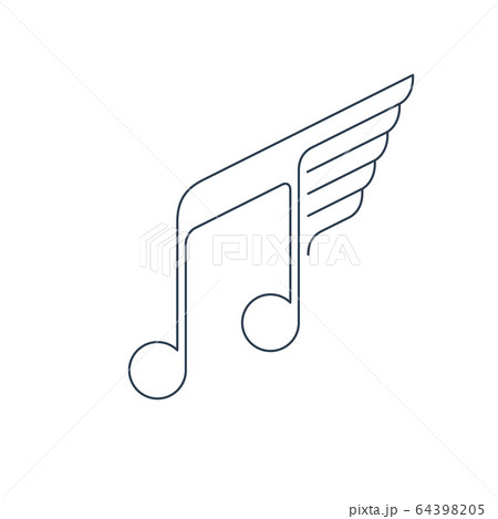 Music logo thin lines with wings Music logo thin lines with wings 64398205