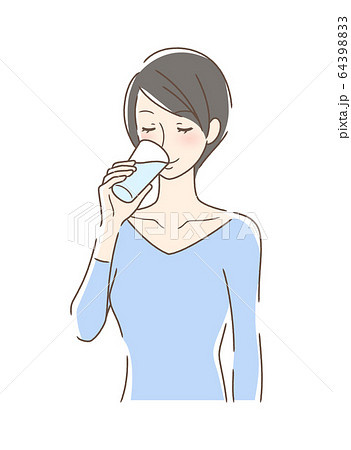 コップの水を飲む女性のイラスト素材 6439