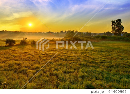 Sunset at summer fields 64400965