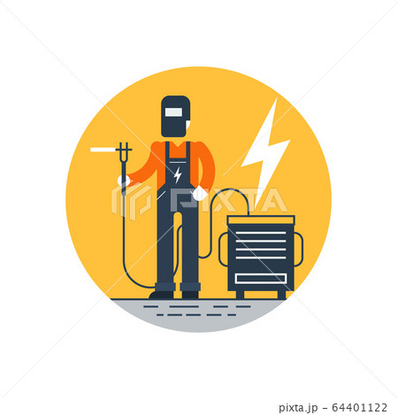 Welder with mask at work Welder with mask at work 64401122