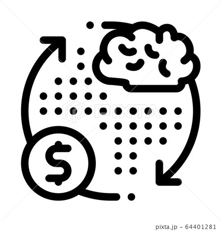 brain cycle and money icon vector outline illustration brain cycle and money icon vector outline illustration 64401281
