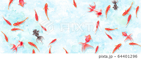 夏祭りの金魚すくい俯瞰イメージ背景 水彩イラストのイラスト素材