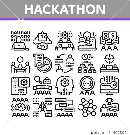 Hackathon Development Collection Icons Set Vector 64402392