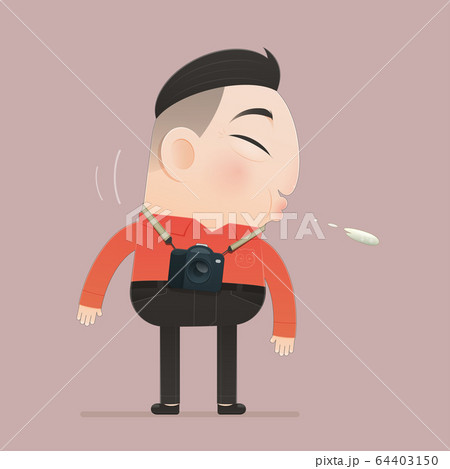 illustration Asian man spits on the floor. illustration Asian man spits on the floor. 64403150