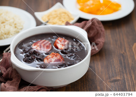 typical brazilian food black beans with smoked 64403794