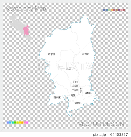京都市の地図・Kyoto city（白地図）  64403857