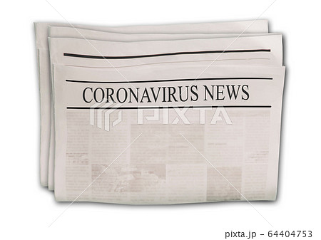 Coronavirus Covid-19 news. Newspapers with headlines on horizontal surface. Coronavirus Covid-19 news. Newspapers with headlines on horizontal surface. 64404753