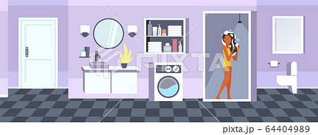 beautiful woman taking shower girl washing hair in bathroom body and skin hygiene beautiful woman taking shower girl washing hair in bathroom body and skin hygiene 64404989
