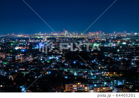 東京 夜景 練馬区役所 展望ロビーから 北側 さいたま市方面 64405201